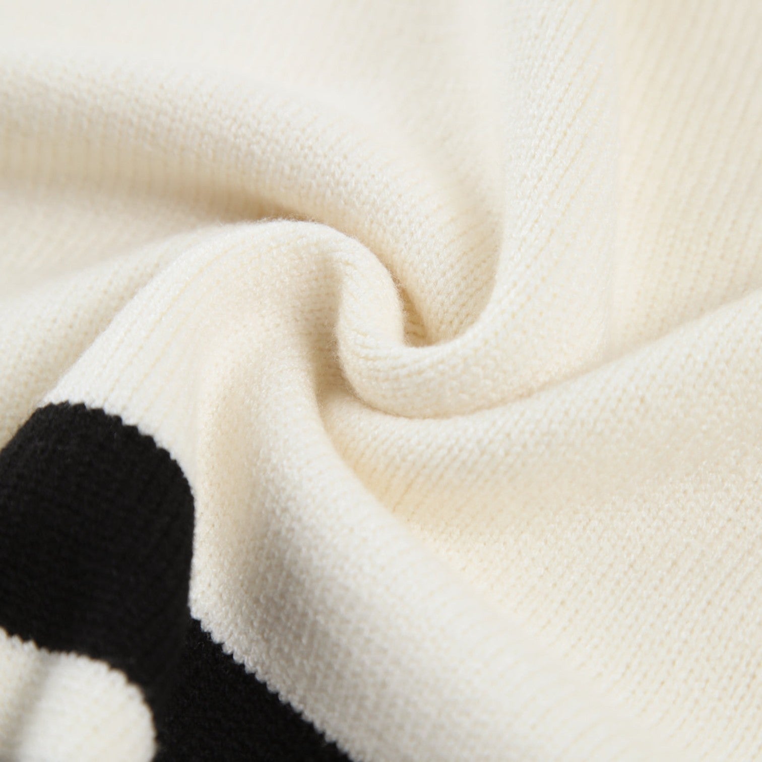 Lina – Women's Knitted Jumper with Stand - Up Collar & Stripes - Sweater - White - Jones & Smith