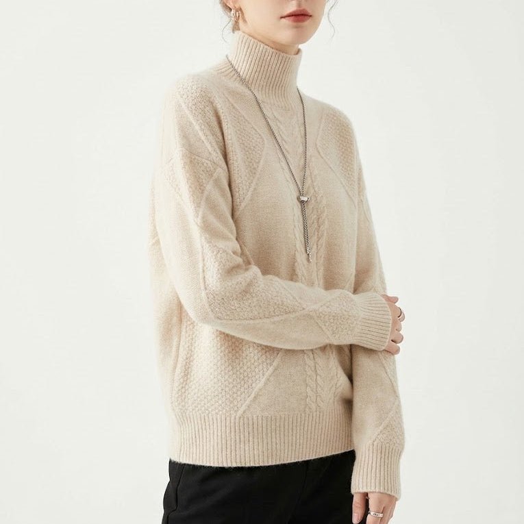 Lina – Women's Wool Knit Sweater - Sweater - White - Jones & Smith