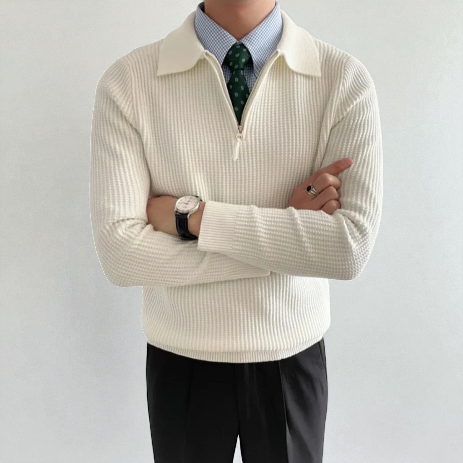 Lucien – Men's Wool Winter Sweater - Sweater - Beige - Jones & Smith