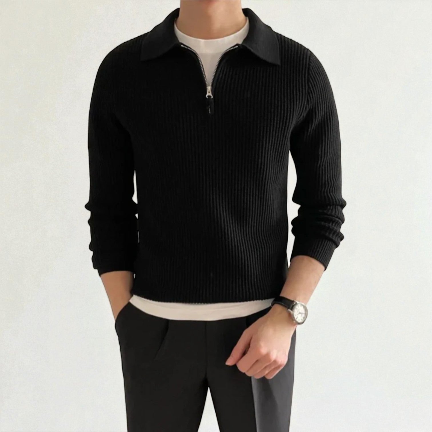 Lucien – Men's Wool Winter Sweater - Sweater - Black - Jones & Smith