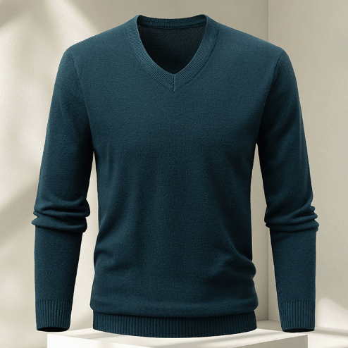 Lukas – Slim Fit Jumper with V - Neck - Sweaters - Green - Jones & Smith
