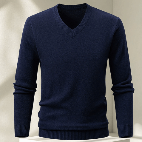 Lukas – Slim Fit Jumper with V - Neck - Sweaters - Blue - Jones & Smith