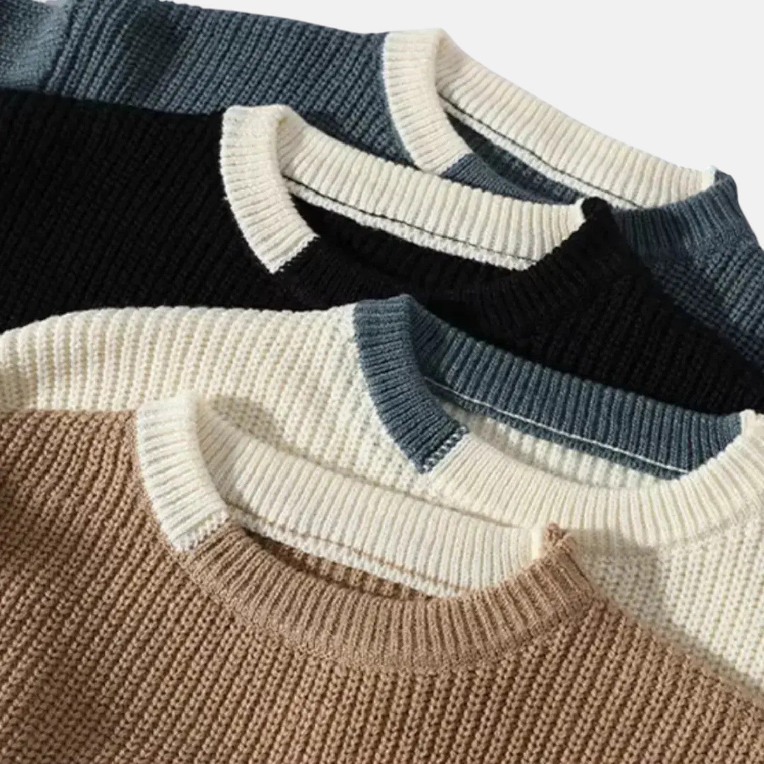 Lunaro – Men's Cotton Crew Neck Jumper - Sweater - Beige - Jones & Smith