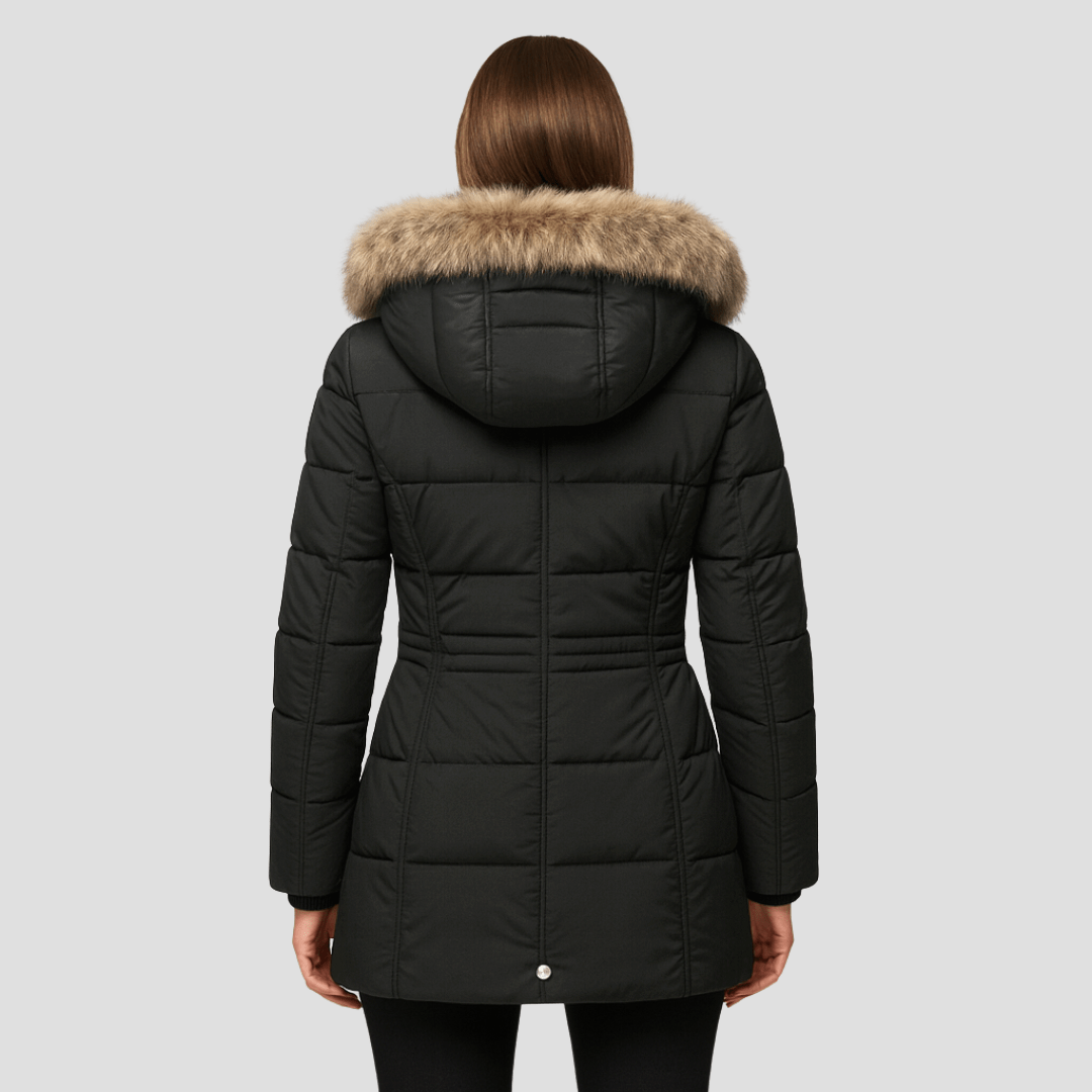 Lysandra – Women's Wool Parka Coat with Hood - Winter Jacket - Black - Jones & Smith