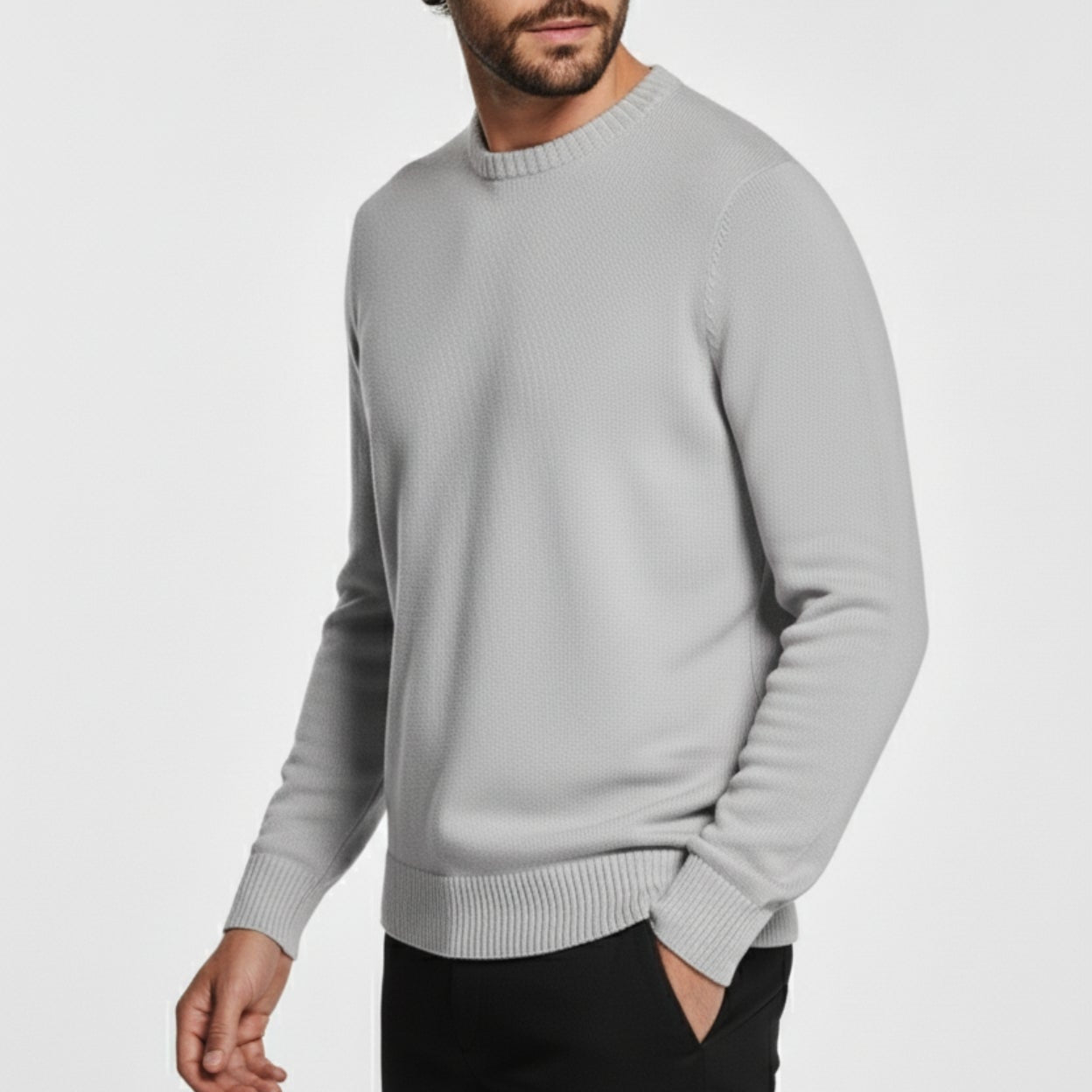 Mael – Men's Wool Jumper - Sweater - Grey - Jones & Smith