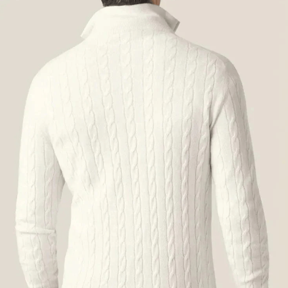 Marc – Long Sleeve Knit Pullover with Zip - Sweater - White - Jones & Smith