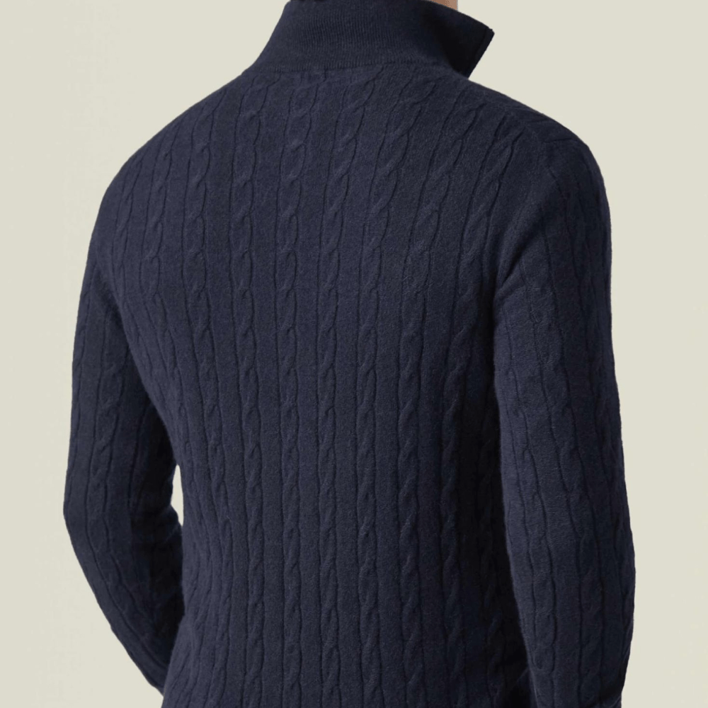 Marc – Long Sleeve Knit Pullover with Zip - Sweater - Black - Jones & Smith