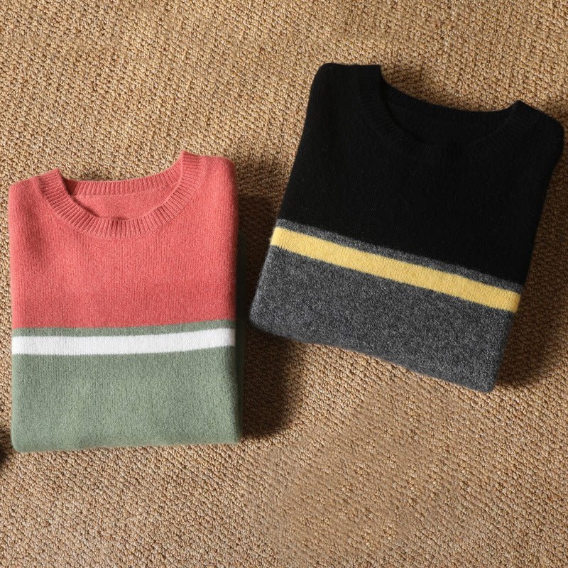 Marco – Classic Wool Jumper with Modern Colour Block - Sweater - Jones & Smith