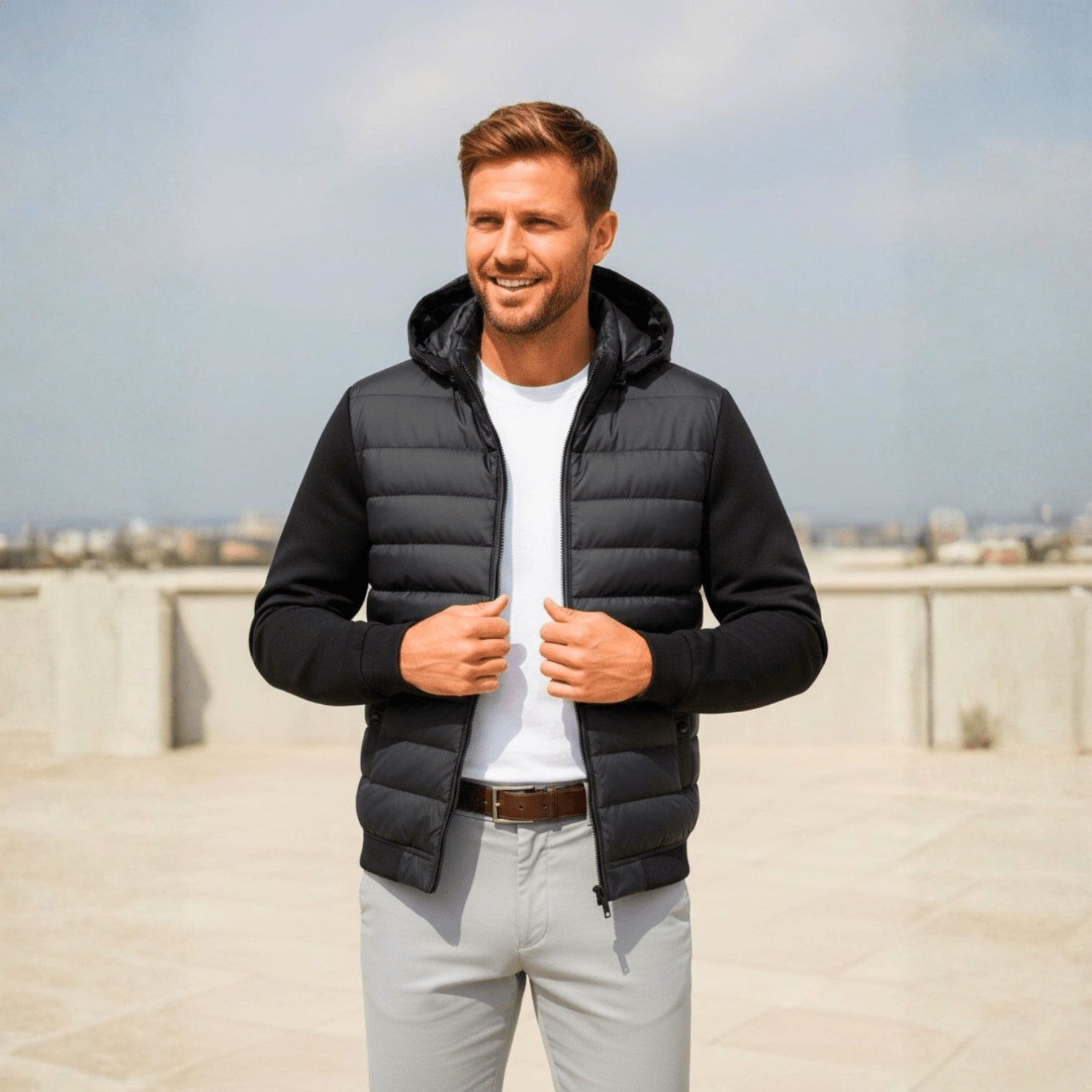 Mateo – Men's Cotton Padded Jacket - Puffer Jacket - Black - Jones & Smith