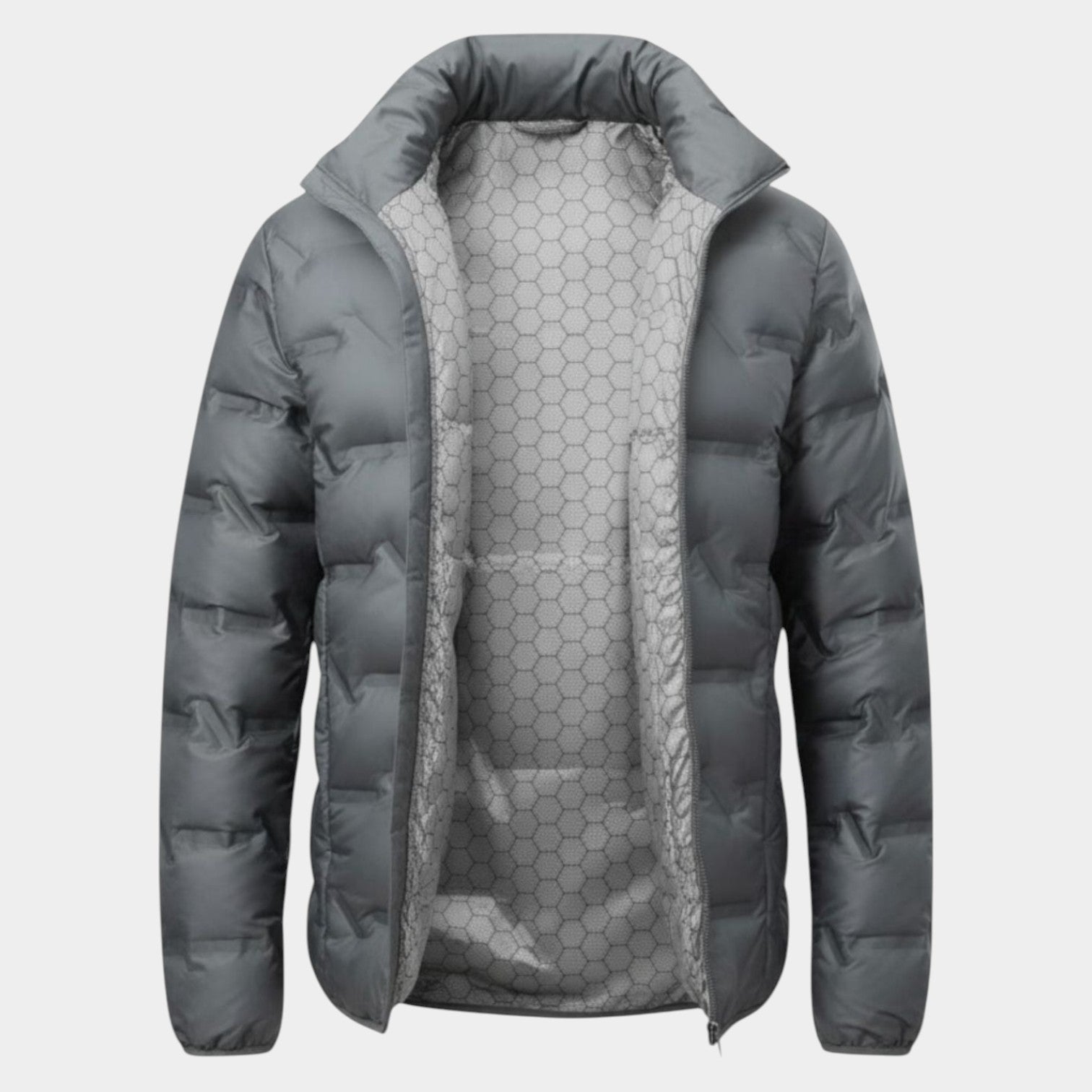 Mateo – Men's Quilted Winter Jacket - Puffer Jacket - Grey - Jones & Smith
