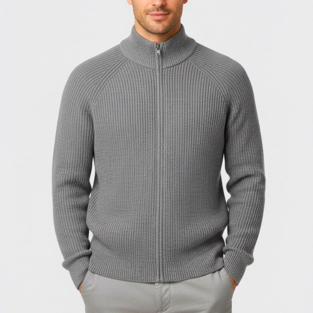 Mateo – Men's Wool Cardigan - Sweater - Grey - Jones & Smith