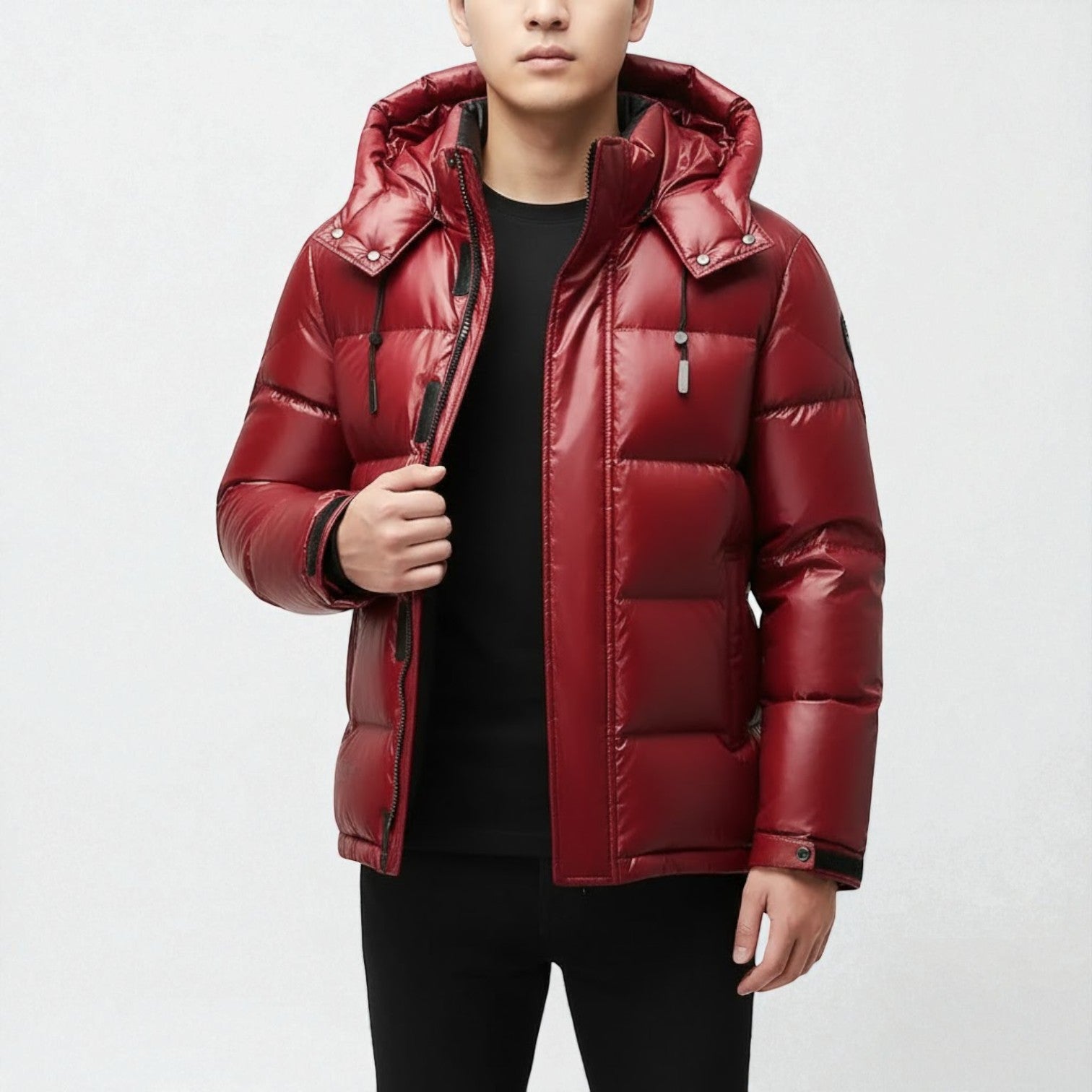 Matteo – Men's Down Jacket with Hood for Winter - Winter Jacket - Red - Jones & Smith