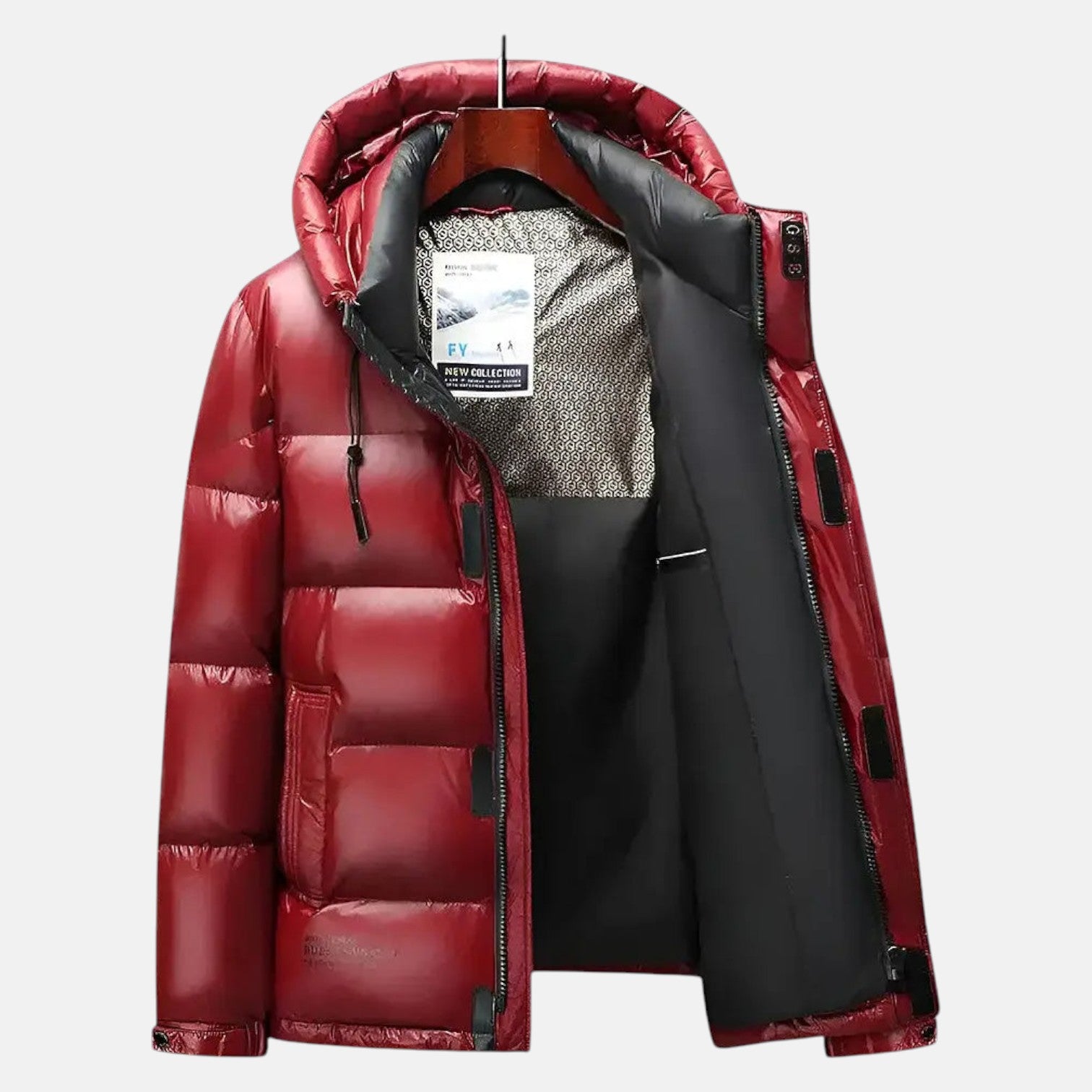Matteo – Men's Down Jacket with Hood for Winter - Winter Jacket - Red - Jones & Smith