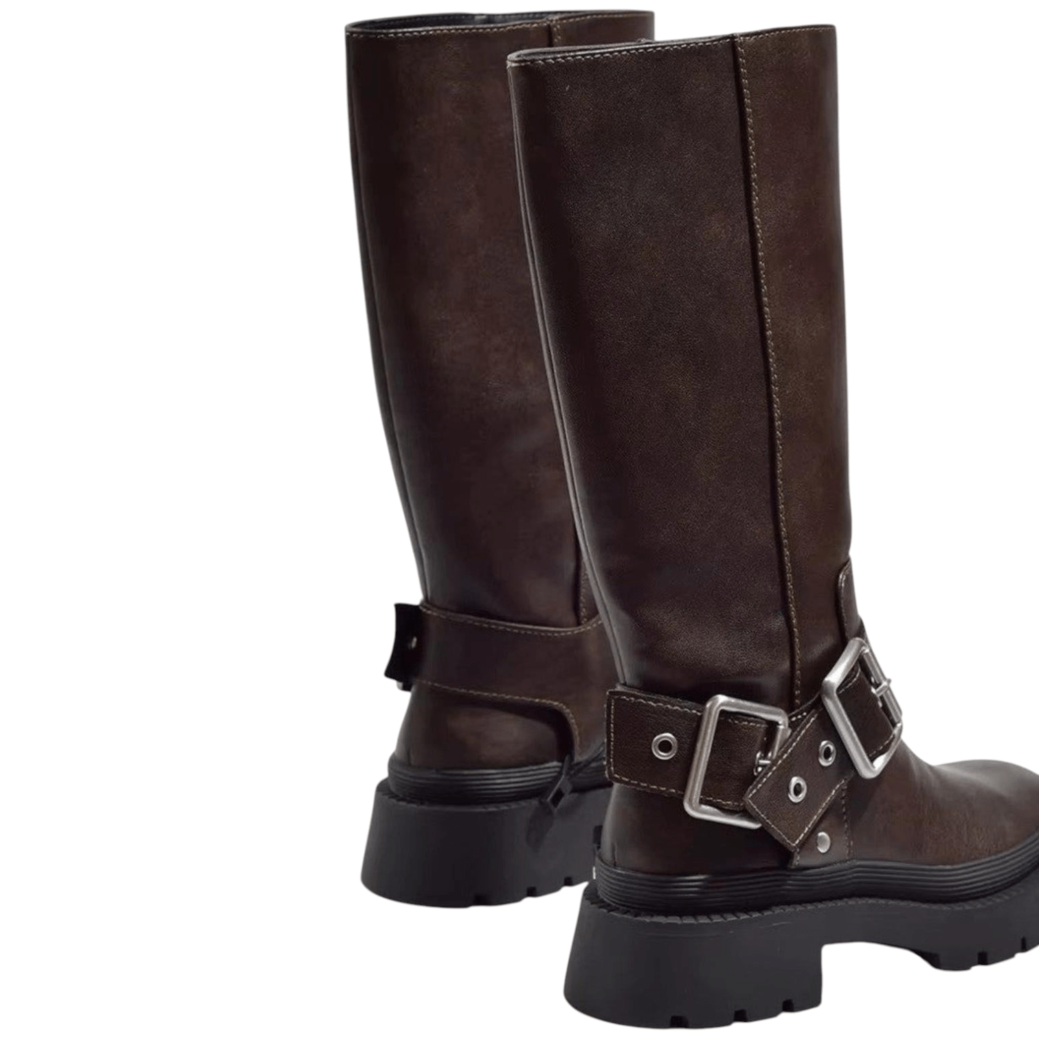 Mia – Leather Boots with Buckles and Tread Sole - Boots - Brown - Jones & Smith