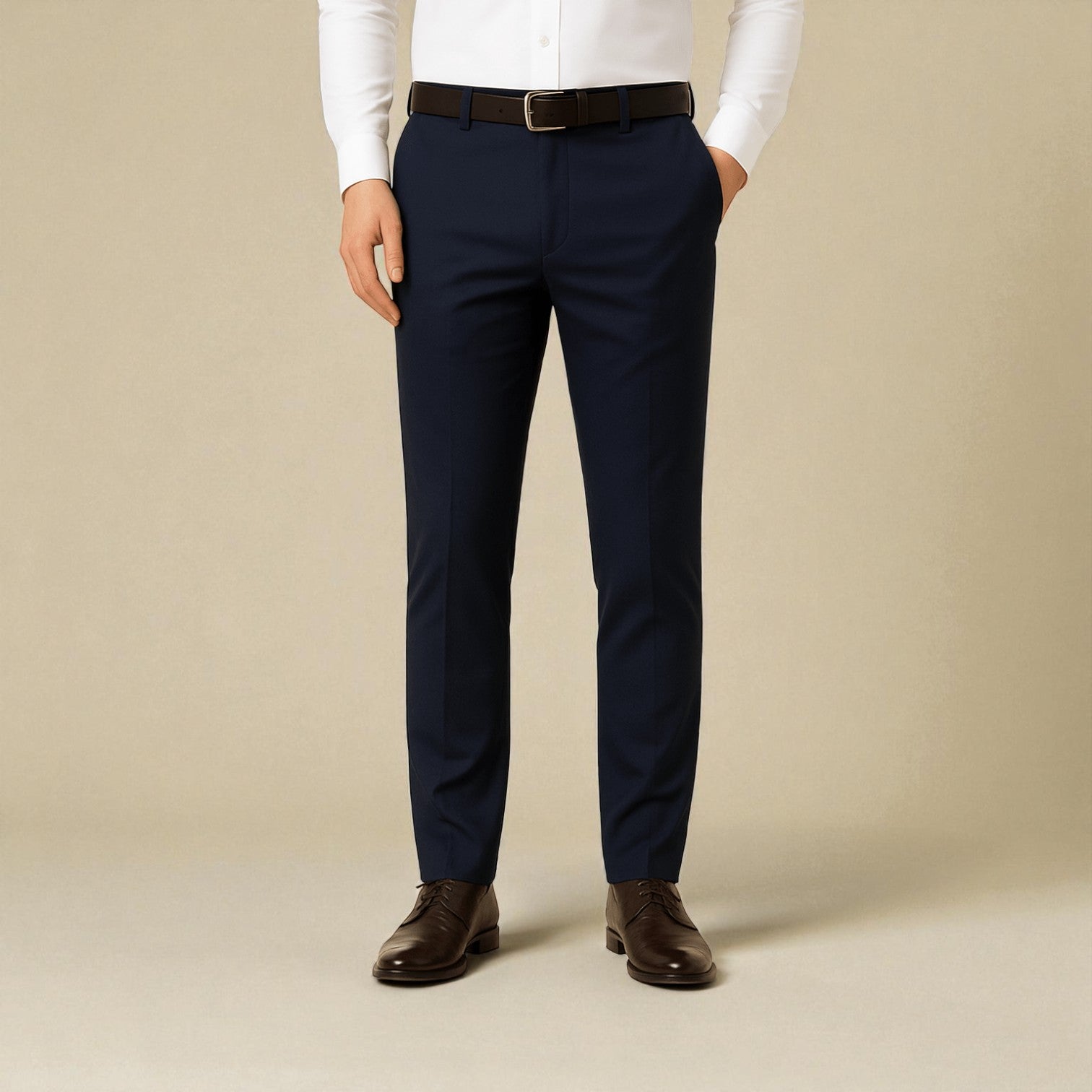 Milan – Men's Stretch Trousers in Tailored Fit - Trouser - Dark Blue - Jones & Smith