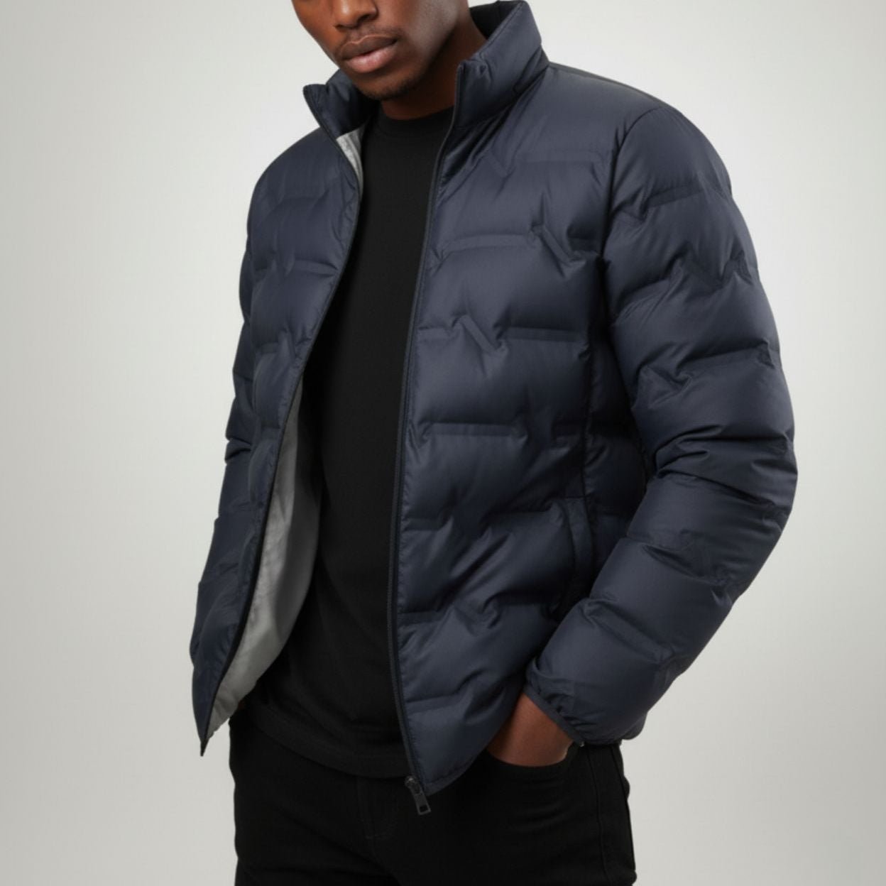 Naveo – Men's Winter Jacket - Puffer Jacket - Navy Blue - Jones & Smith