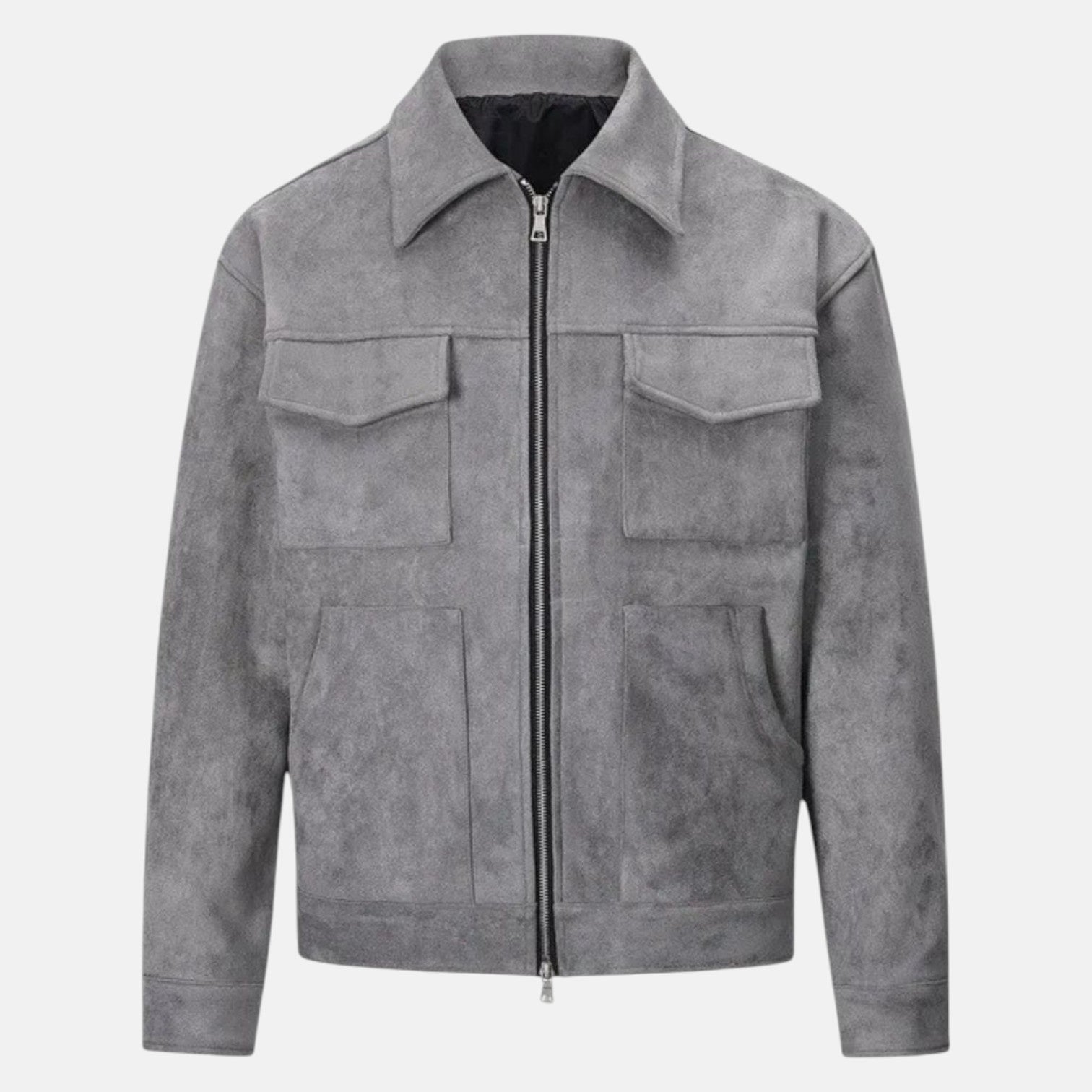 Nerio – Men's Cotton Overshirt Jacket - Long Sleeve Polo Shirt - Grey - Jones & Smith