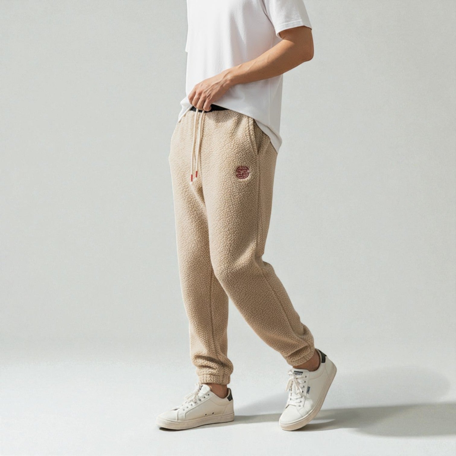 Nico – Men's Wool Jogging Trousers Urban Style - Jogger Pants - Cream White - Jones & Smith