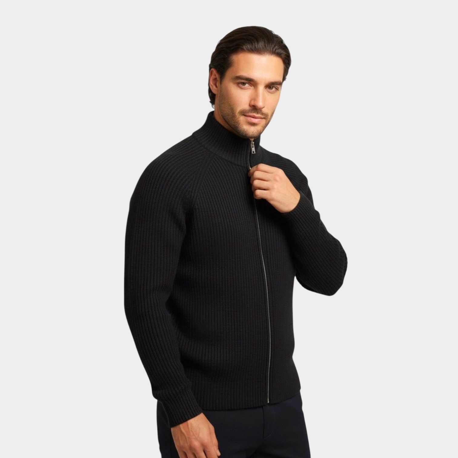 Niko – Men's Cotton Cardigan - Cardigans - Black - Jones & Smith