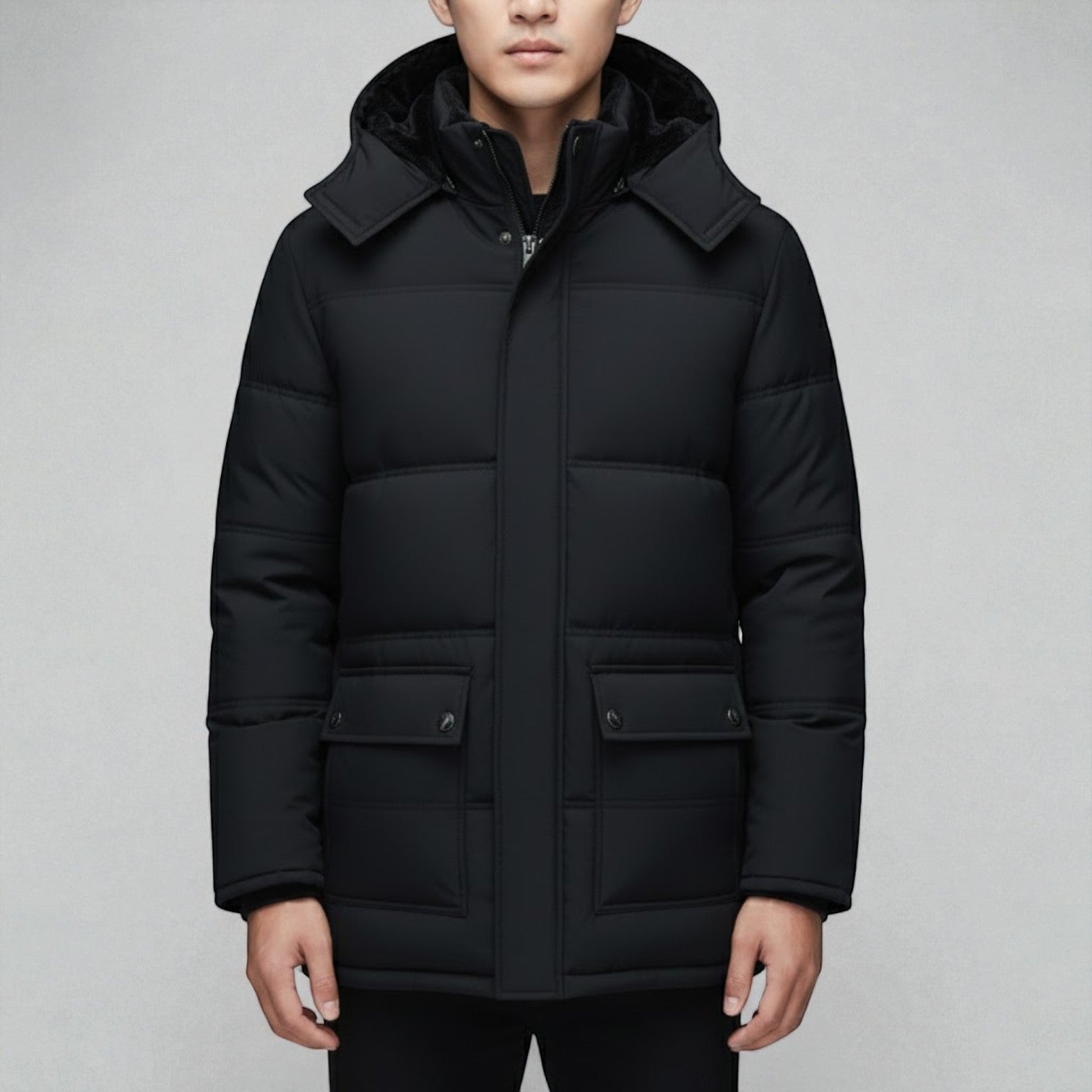 Niko – Men's Cotton Winter Coat - Puffer Jacket - Black - Jones & Smith