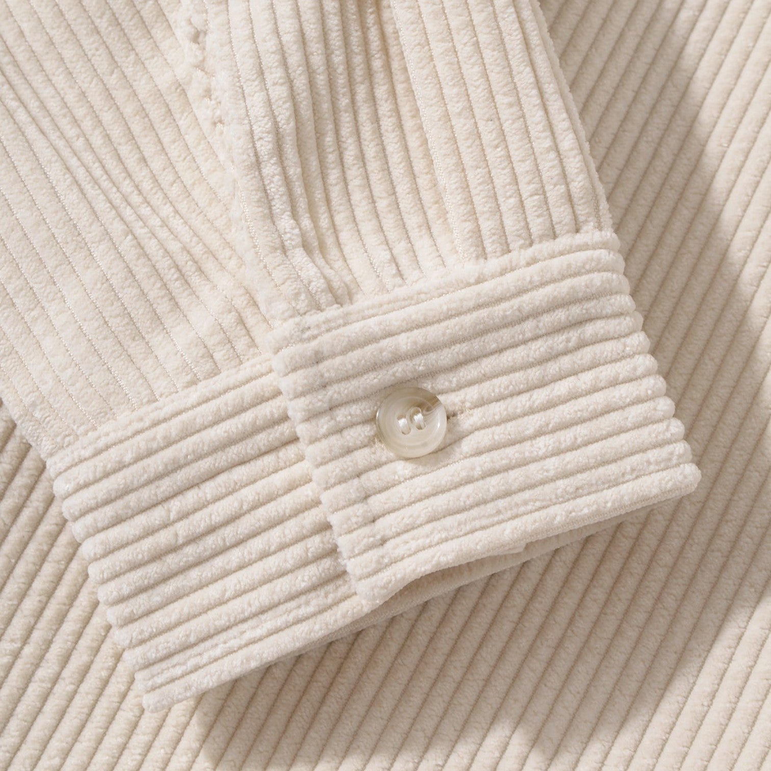 Nilo – Men's Cord Shirt with Patchwork & Long Sleeves - Long - sleeved polo shirt - Beige - Jones & Smith