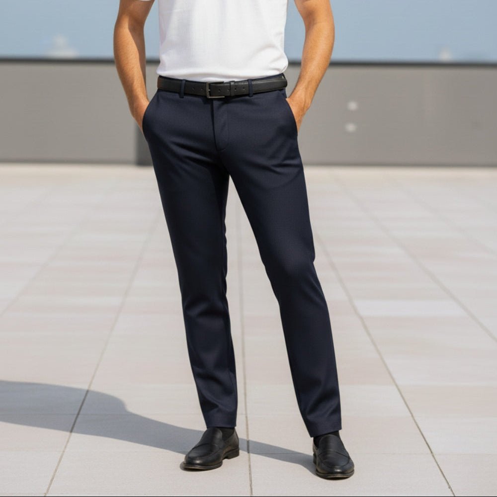 Nilo – Men's Cotton Trousers - Pants - Navy Blue - Jones & Smith