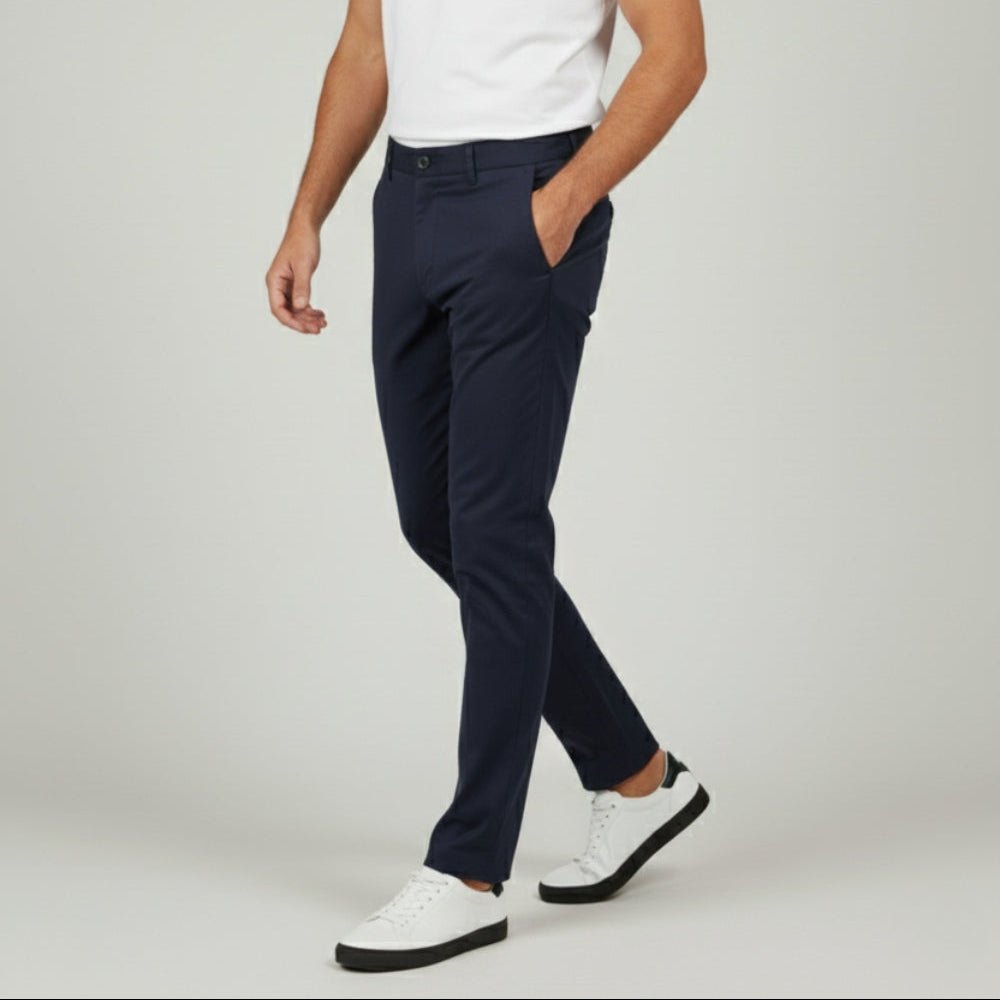 Nilo – Men's Cotton Trousers - Pants - Navy Blue - Jones & Smith