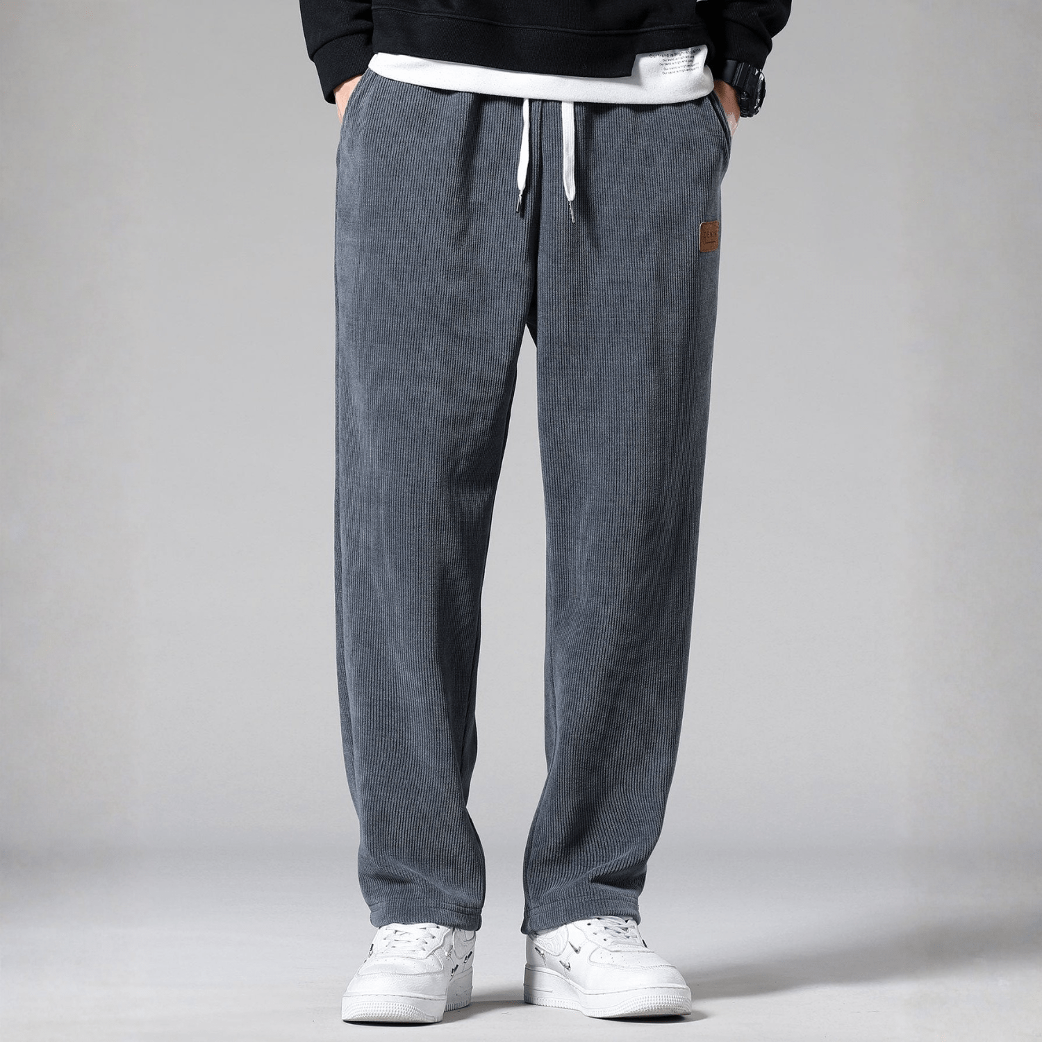 Noah – Men's Cord Trousers Straight Fit - Corduroy pants - Grey - Jones & Smith