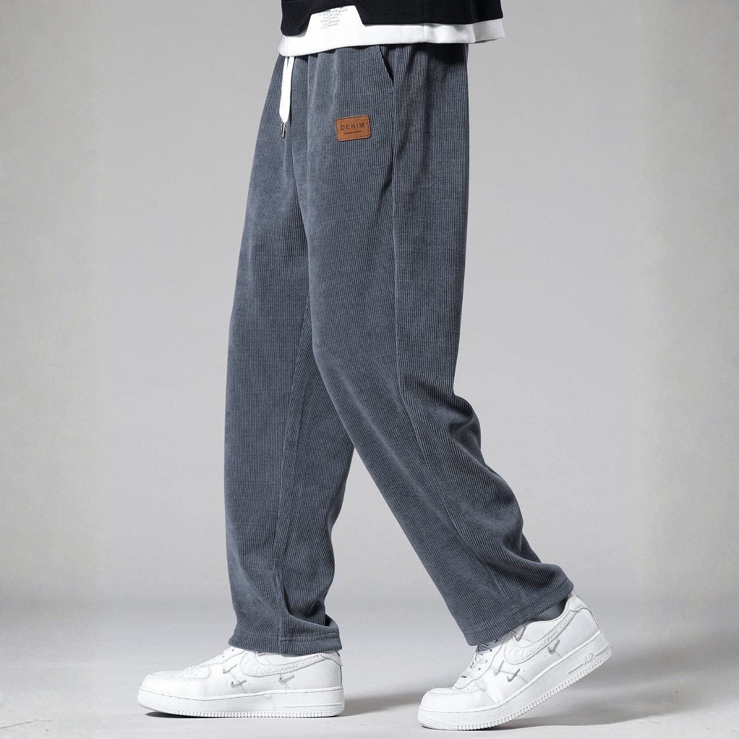 Noah – Men's Cord Trousers Straight Fit - Corduroy pants - Grey - Jones & Smith