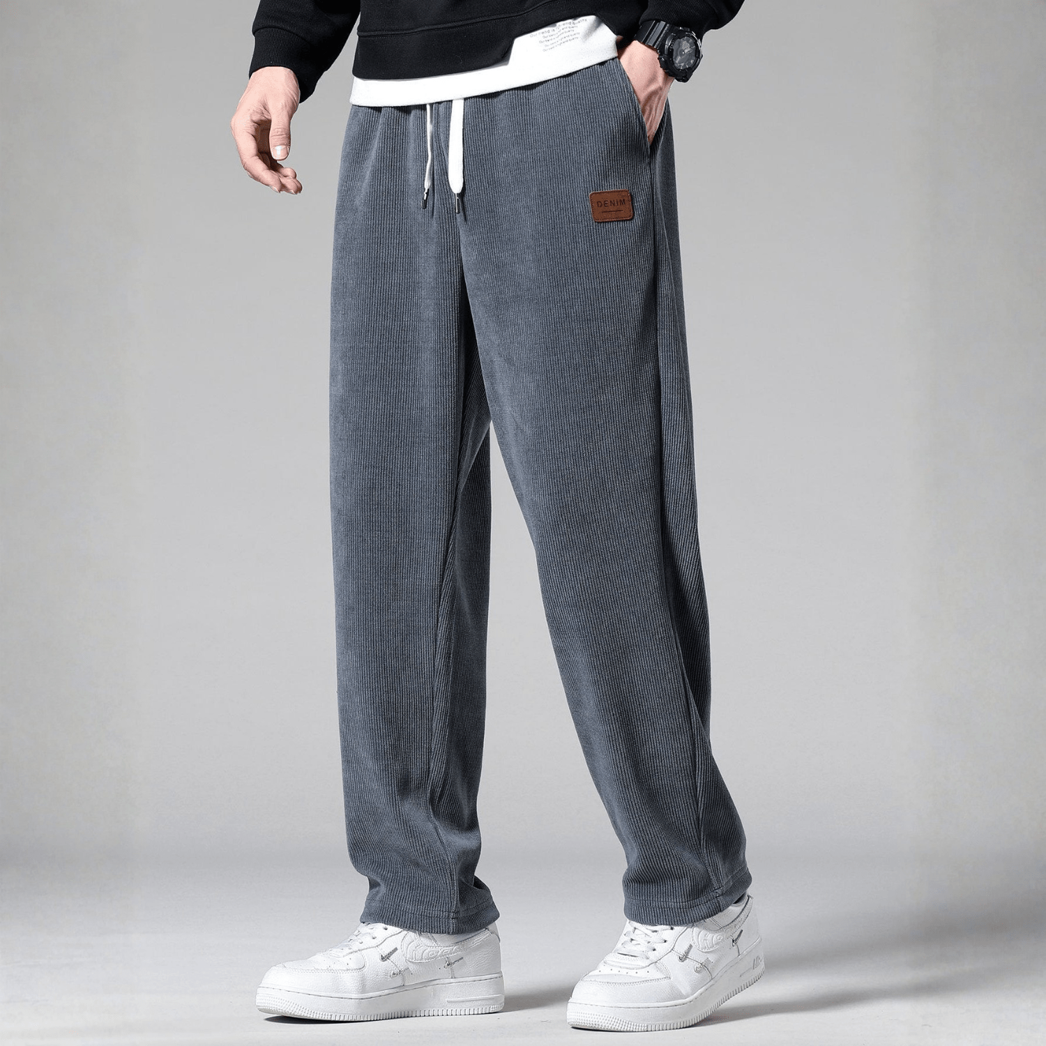 Noah – Men's Cord Trousers Straight Fit - Corduroy pants - Grey - Jones & Smith