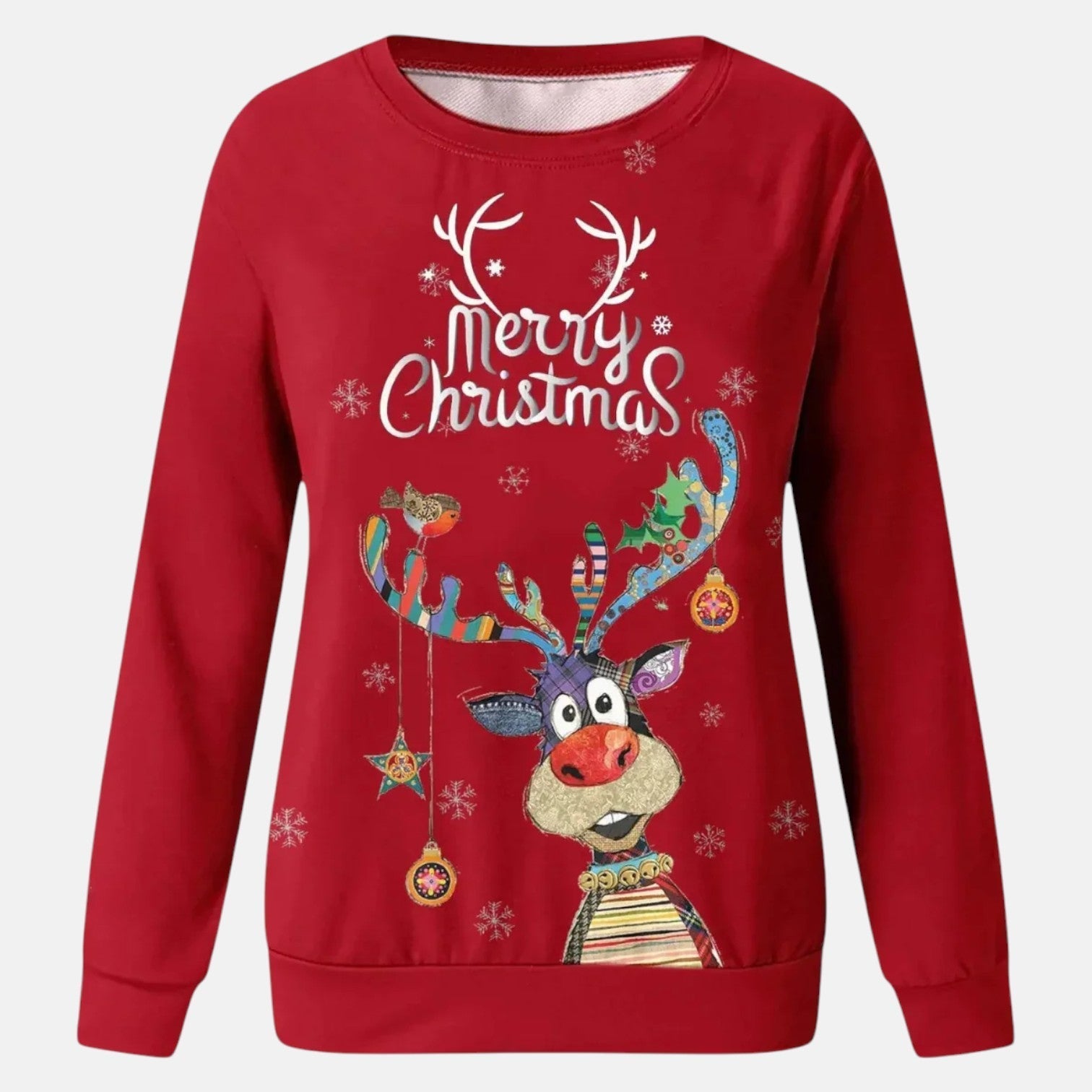 Noëlle – Women's Cotton Christmas Jumper - Sweater - Red - Jones & Smith