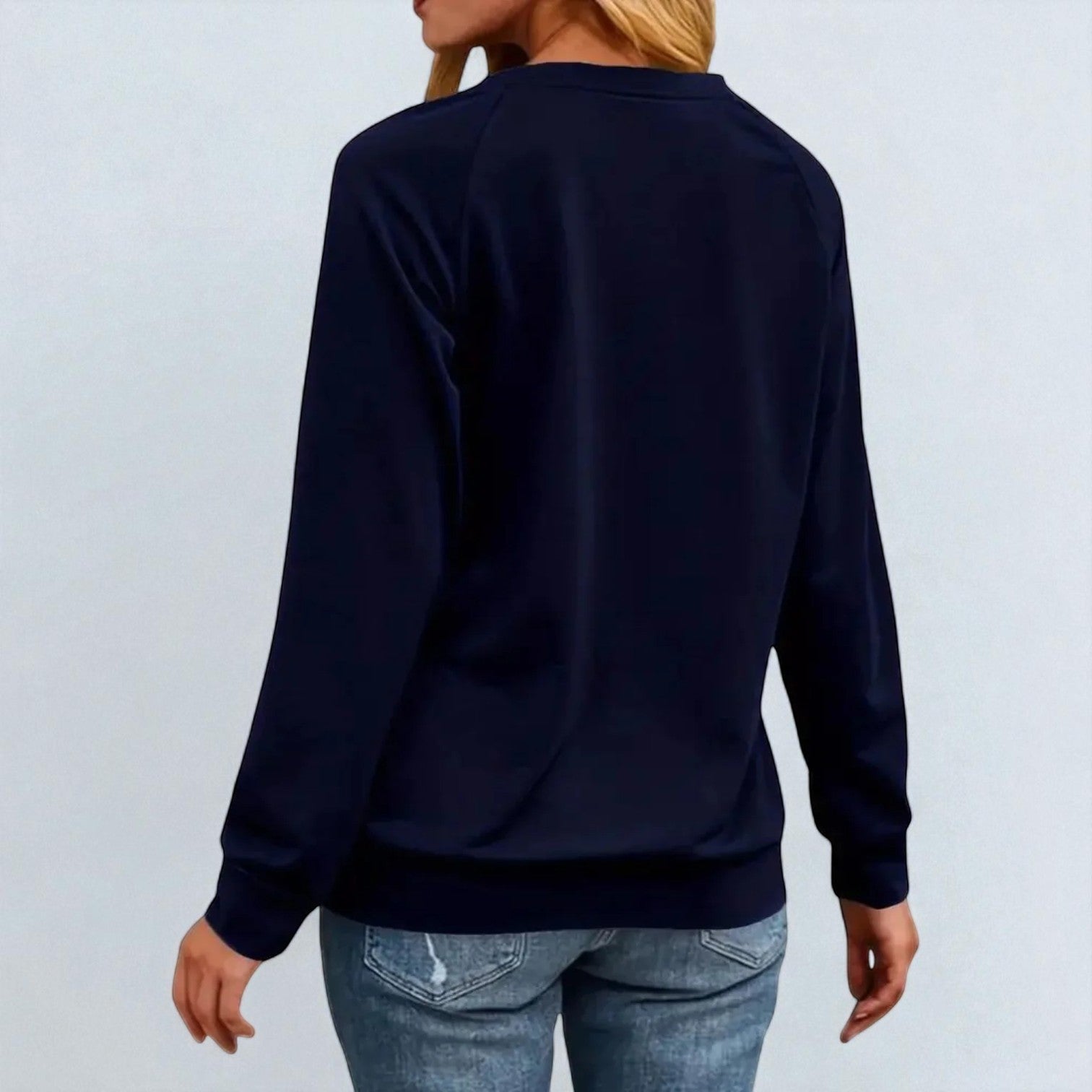 Noëlle – Women's Cotton Christmas Jumper - Sweater - Navy Blue - Jones & Smith