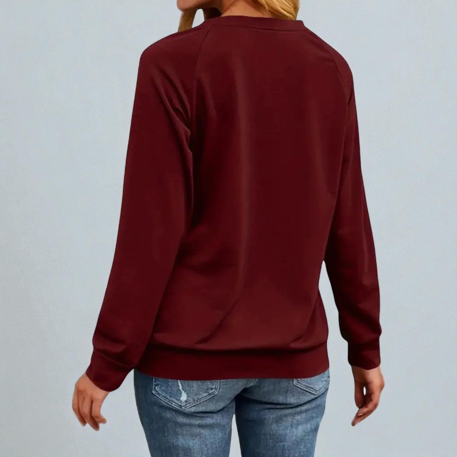 Noëlle – Women's Cotton Christmas Jumper - Sweater - Burgundy - Jones & Smith