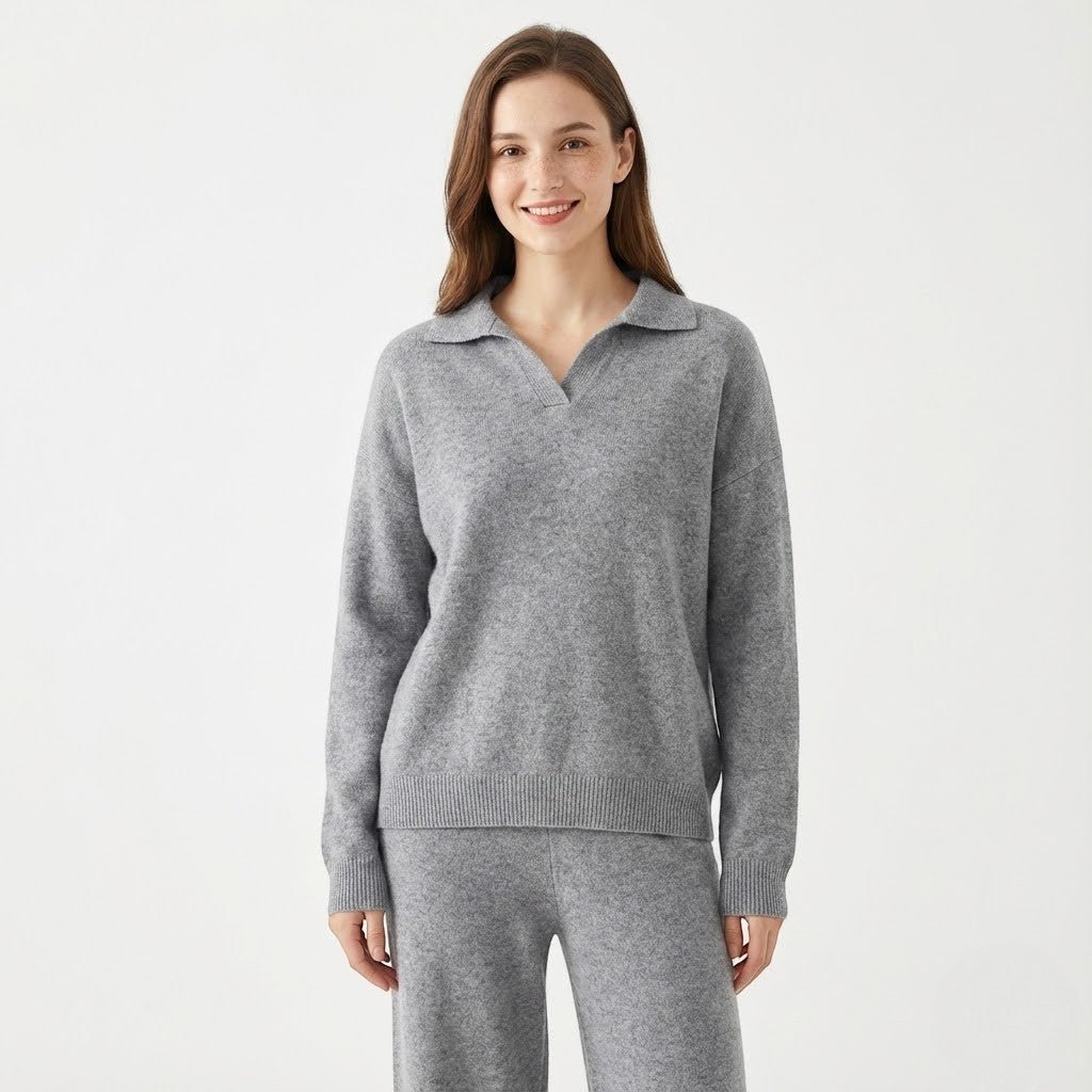 Noemi – Women's Wool Leisure Set Two - Piece - 2 - Piece Sets - Grey - Jones & Smith