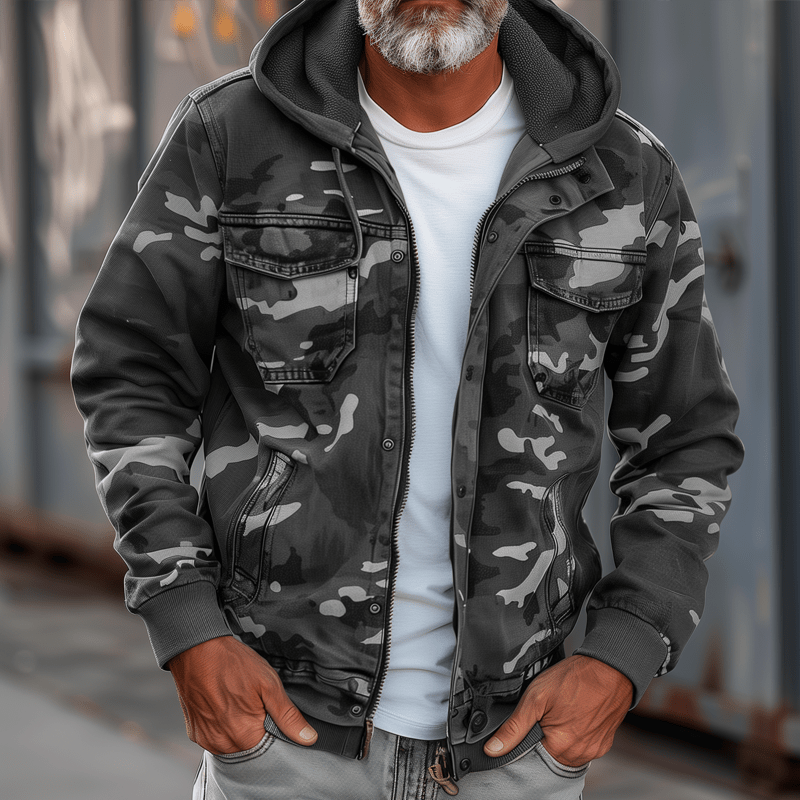 Ortwin - Camouflage Cargo Hooded Jacket - Hoodie Jacket - Jones & Smith