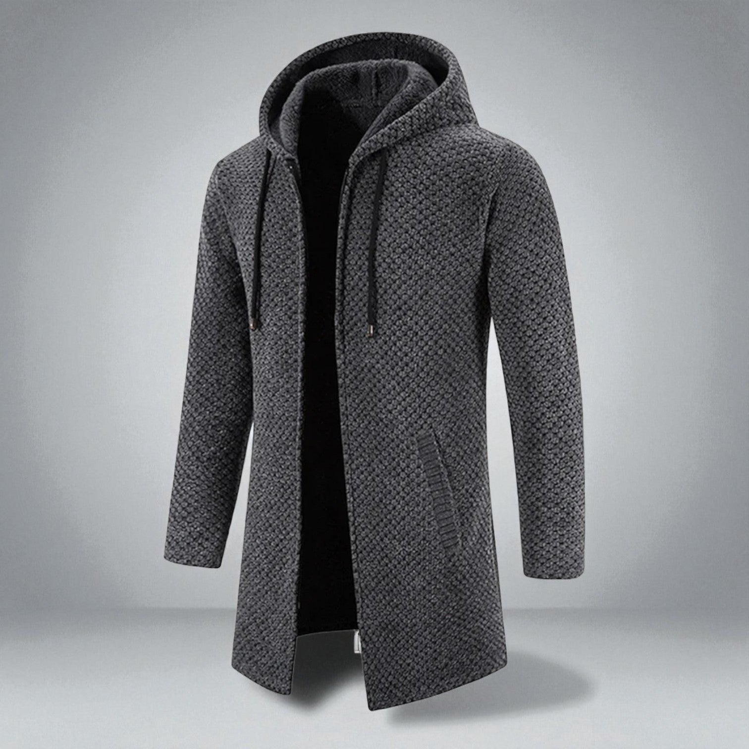 Paul – Mid - Length Hoodie with Pocket - Hooded Jacket - Grey - Jones & Smith