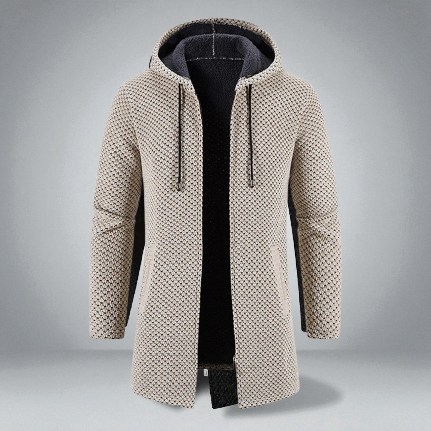 Paul – Mid - Length Hoodie with Pocket - Hooded Jacket - Beige - Jones & Smith