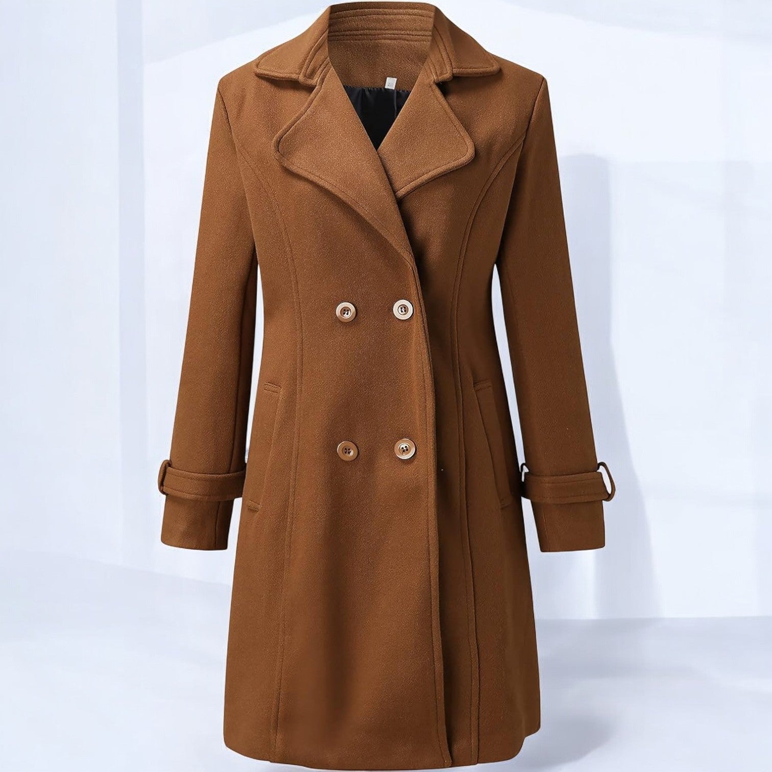Priya – Women's Coat in Mid - Length with Notched Collar - Coats - Brown - Jones & Smith