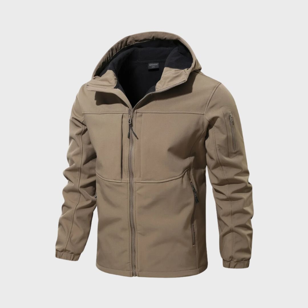 Roland – Winter Jacket with Hood and Full Zip - Hooded Jacket - Khaki - Jones & Smith