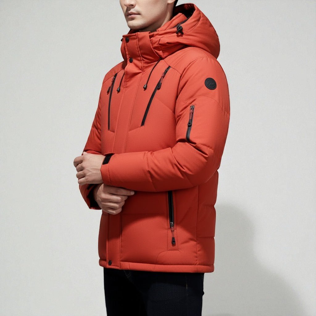 Rovan – Men's Fleece - Lined Waterproof Winter Parka - Winter Jacket - Orange - Jones & Smith