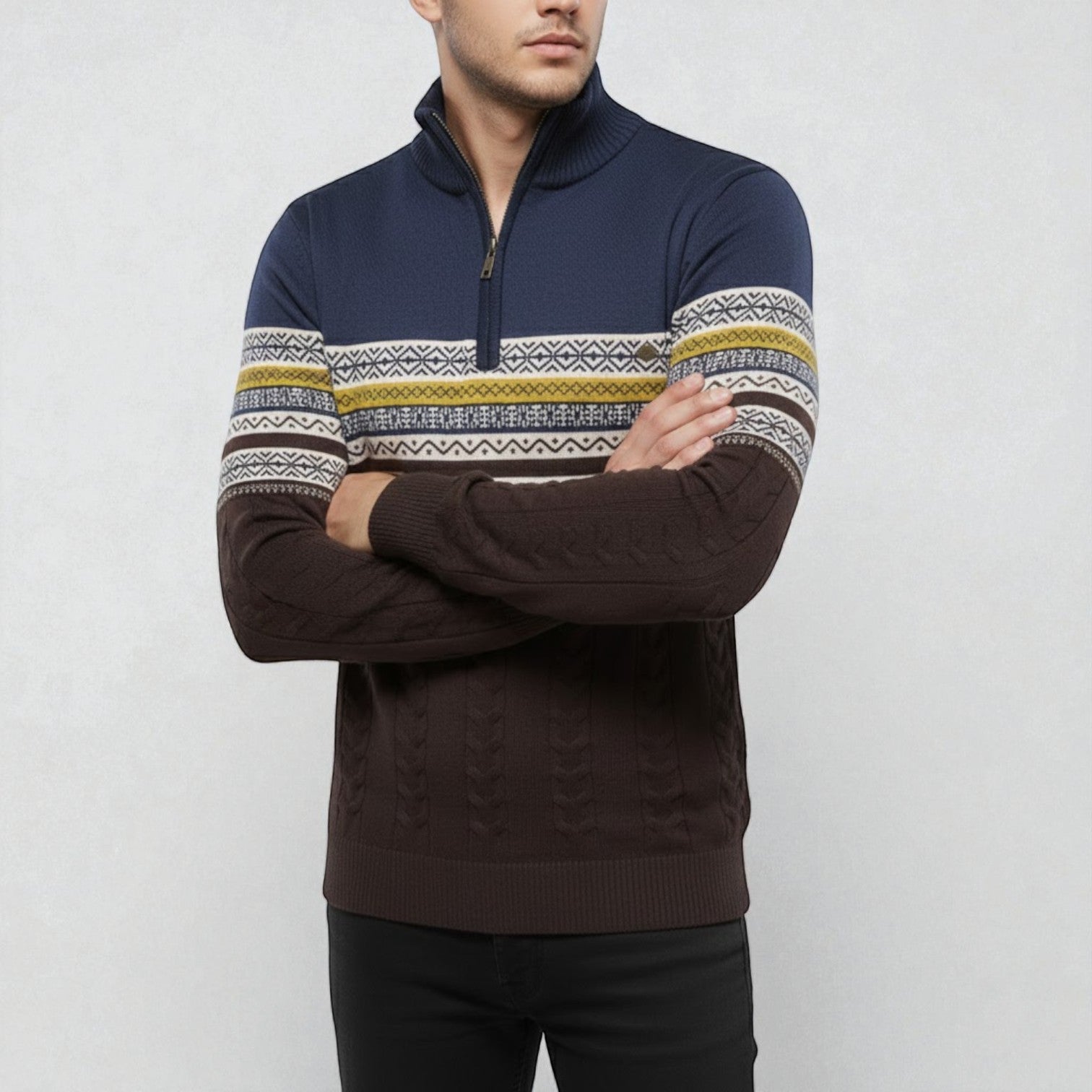 Rudy – Men's Cotton Winter Jumper - Sweater - Blue - Jones & Smith