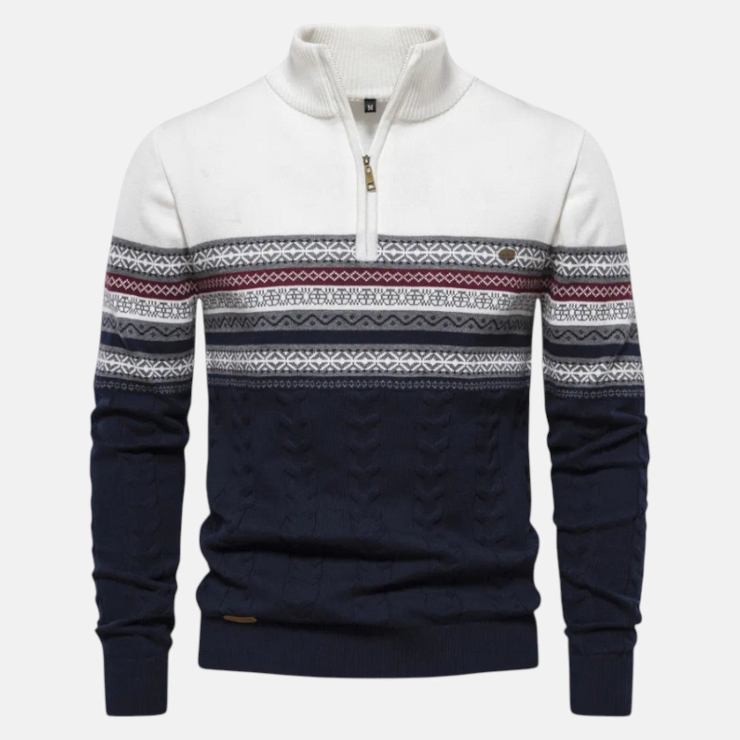 Rudy – Men's Cotton Winter Jumper - Sweater - White - Jones & Smith