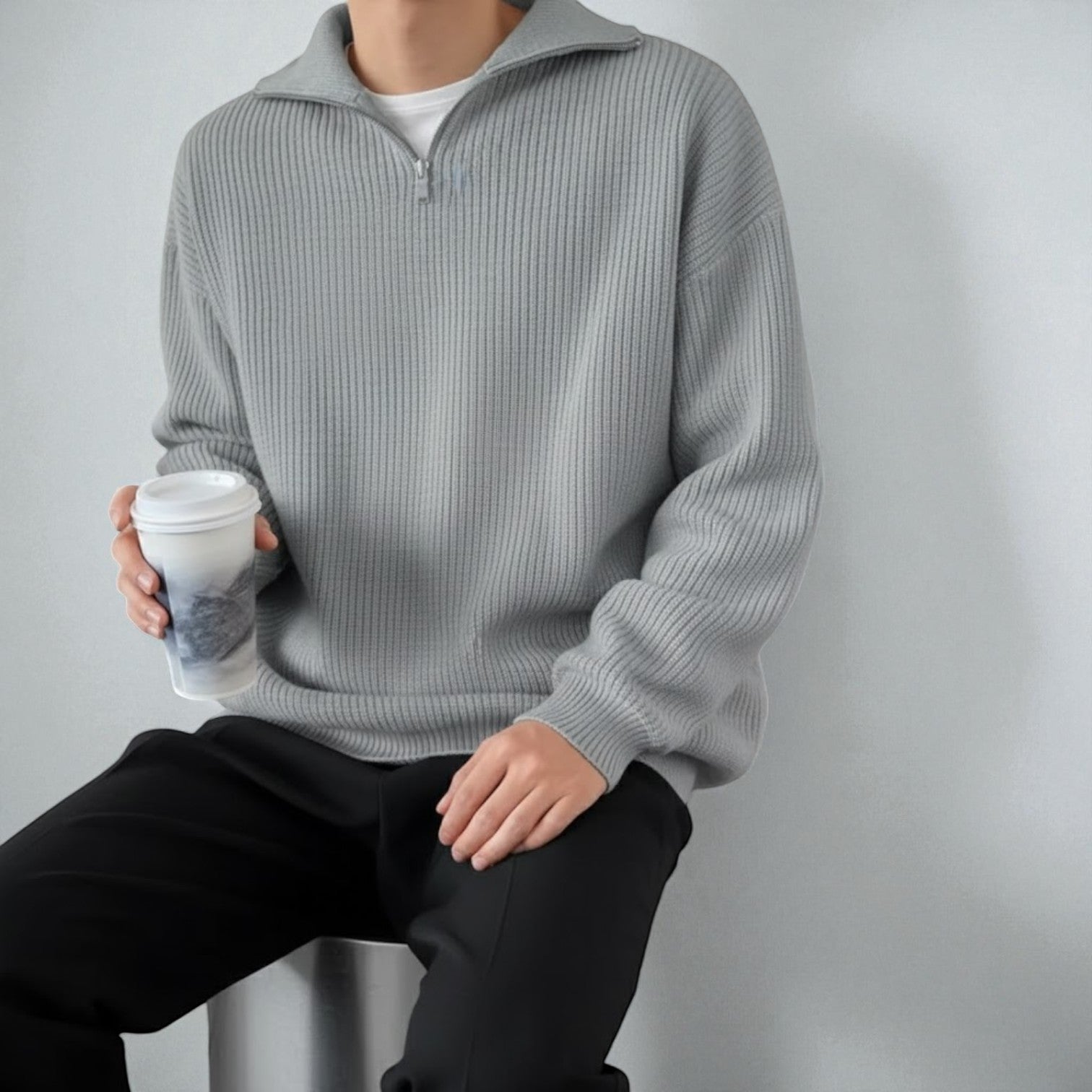 Sandro – Men's Wool Winter Jumper - Sweater - Grey - Jones & Smith