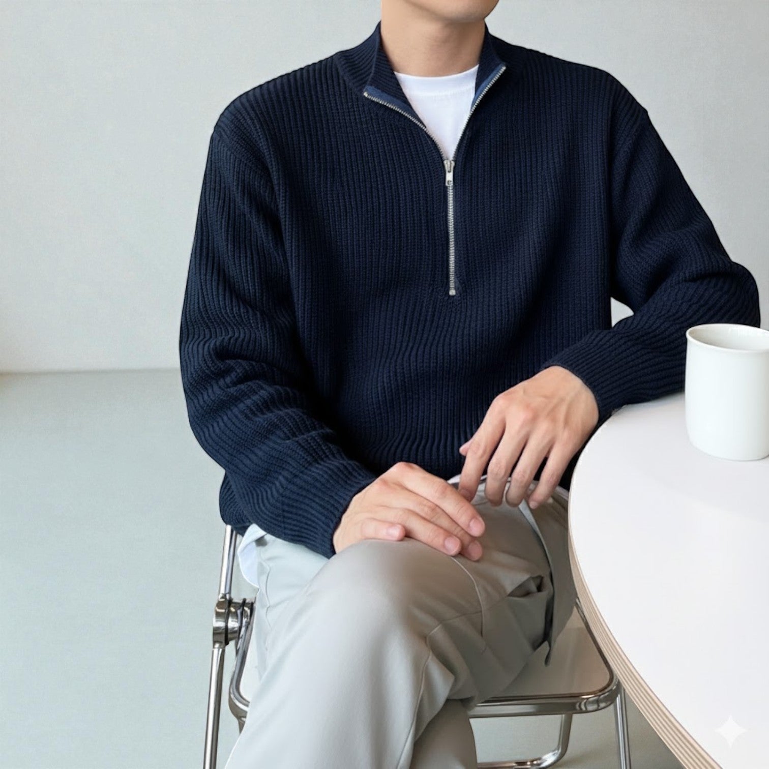 Sandro – Men's Wool Winter Jumper - Sweater - Navy Blue - Jones & Smith