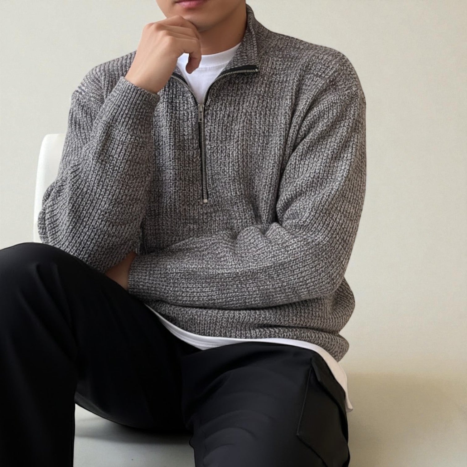 Sandro – Men's Wool Winter Jumper - Sweater - Dark grey - Jones & Smith