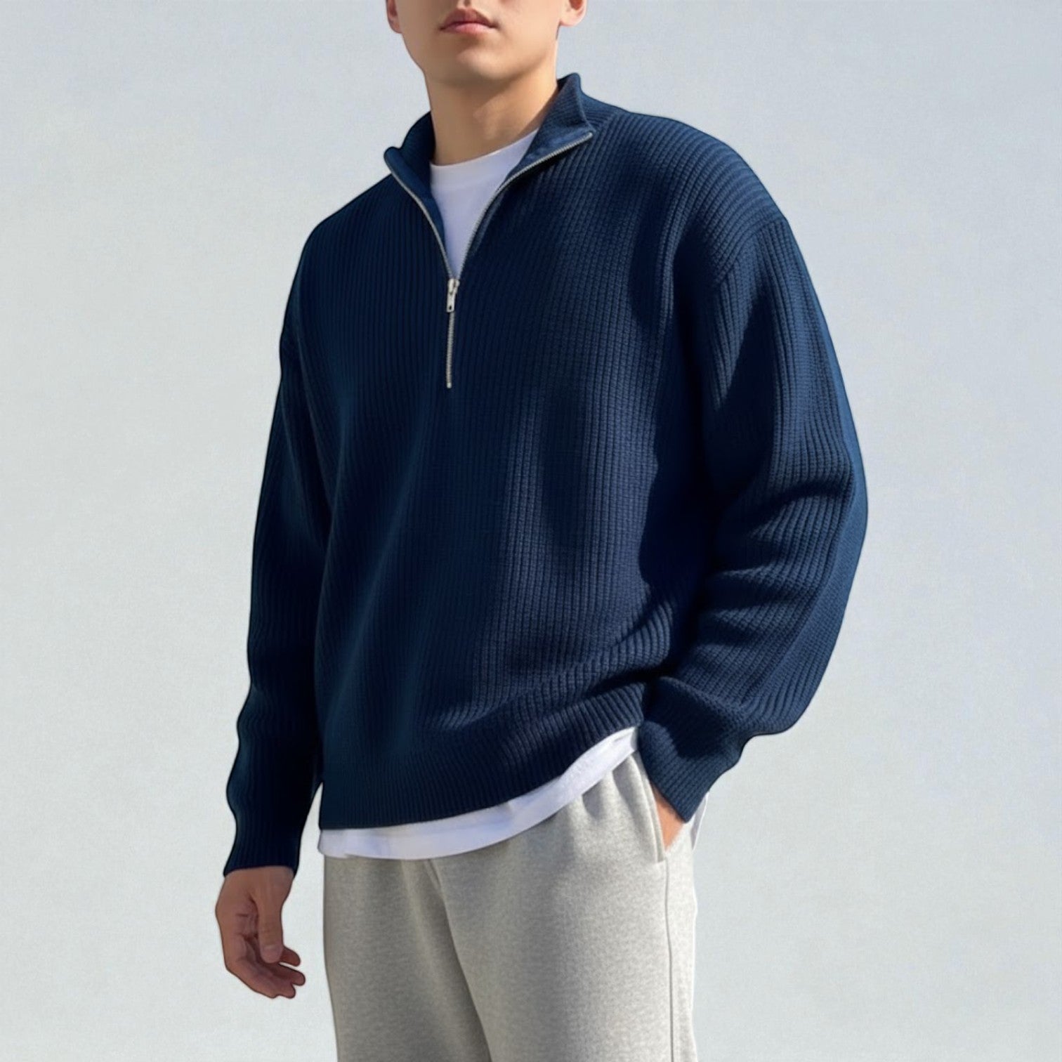 Sandro – Men's Wool Winter Jumper - Sweater - Navy Blue - Jones & Smith