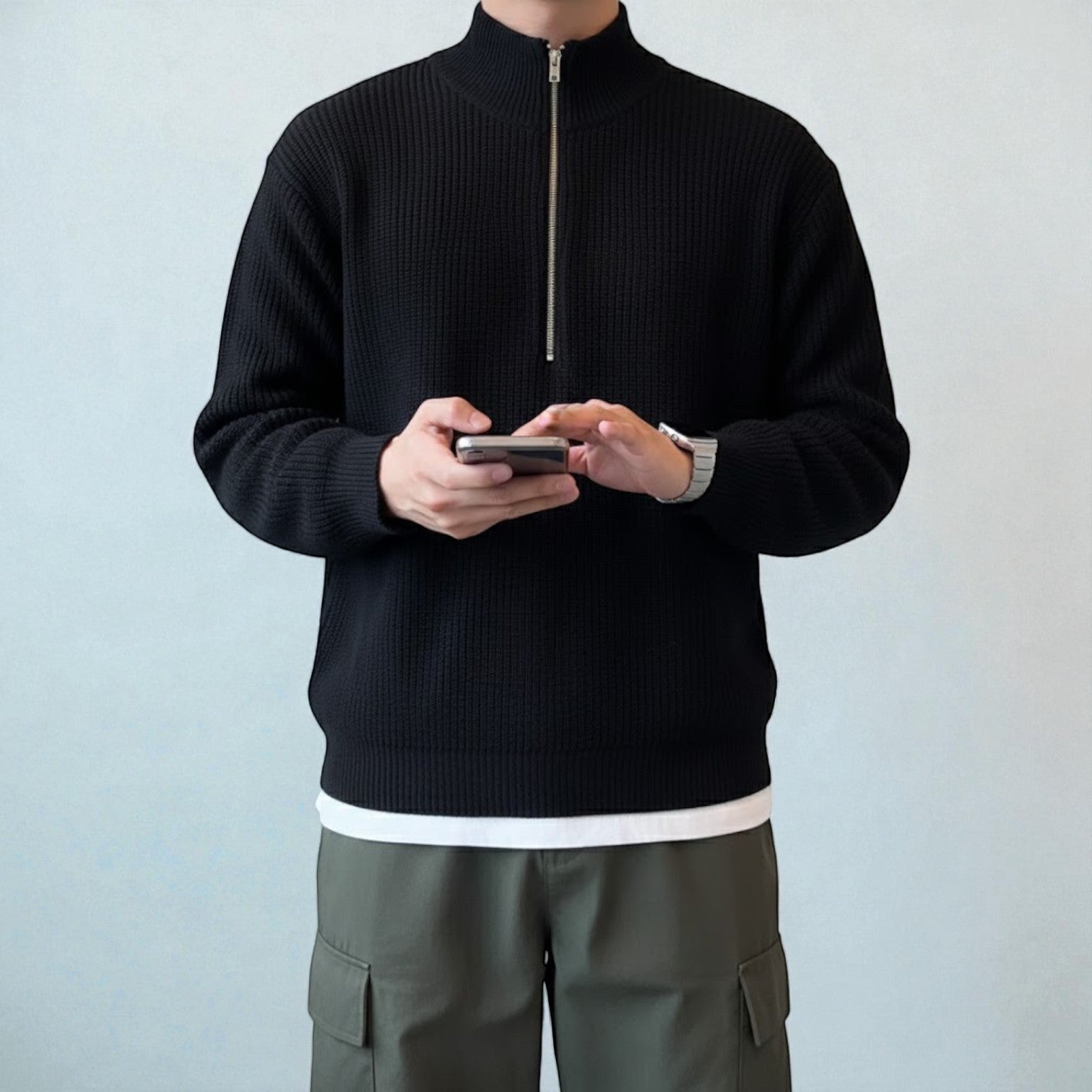 Sandro – Men's Wool Winter Jumper - Sweater - Black - Jones & Smith