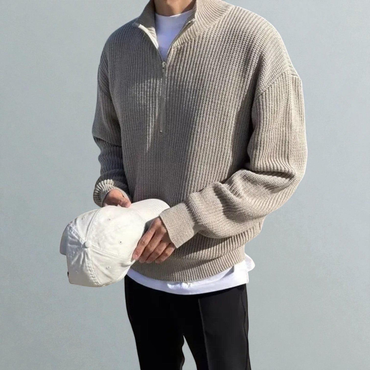 Sandro – Men's Wool Winter Jumper - Sweater - Beige - Jones & Smith