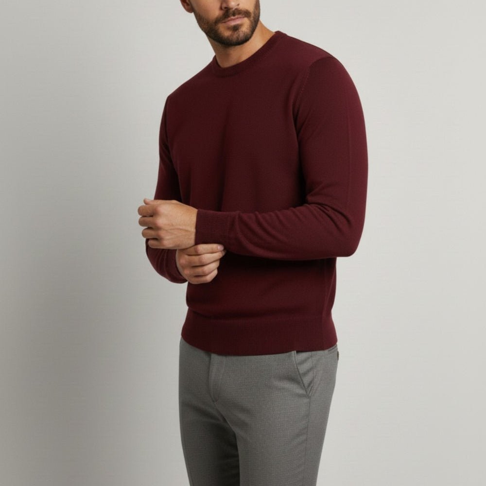 Savio – Men's Wool Sweater - Sweater - Burgundy - Jones & Smith