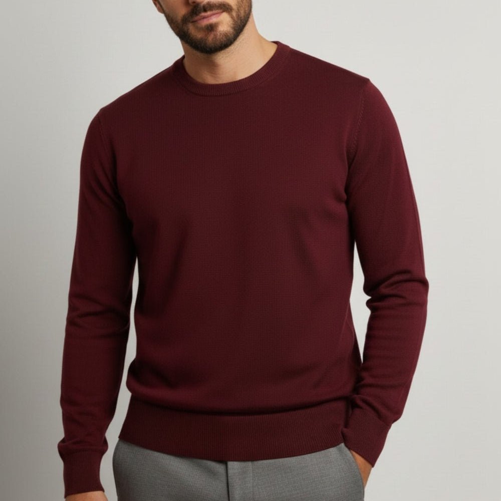 Savio – Men's Wool Sweater - Sweater - Burgundy - Jones & Smith